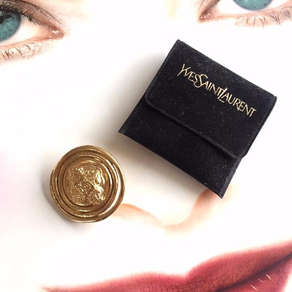 Vintage YSL Yves Saint Laurent Gold Ornate Swirl Pin / Brooch - Picture 1 of 4